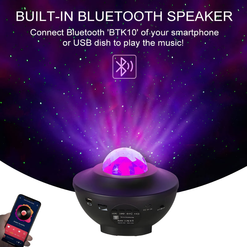 LED Galaxy Projector Light With Bluetooth Speaker