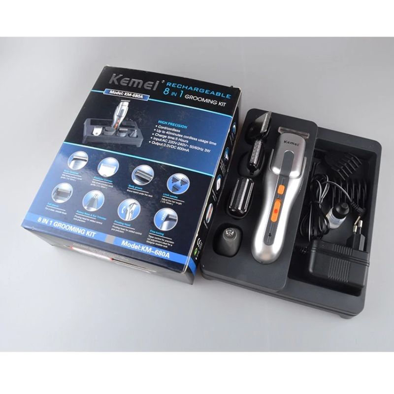 Kemei 680A Multifunction New Cutter Electric Rechargeable Hair Trimmer Shaver Cordless Adjustable Clipper