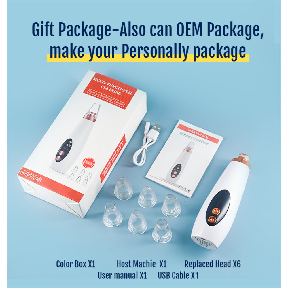 6 Suction Heads Blackhead Whitehead Extractor Remover Device Suction Tool