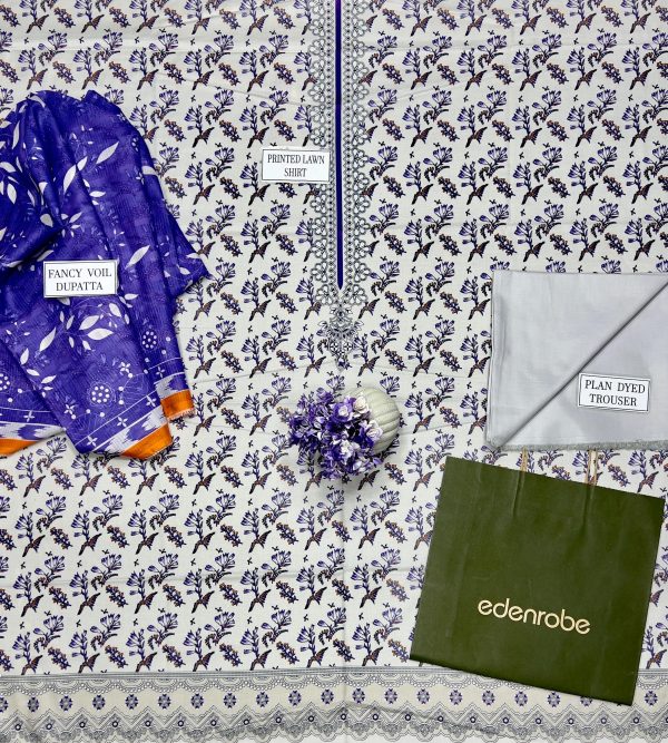 Edenrobe Lawn Lawn | Unstitched Collection 3 Pieces Casual Wear