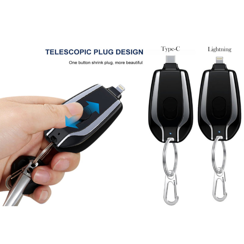 Ultra-Compact 1500mAh Keychain Emergency Charger