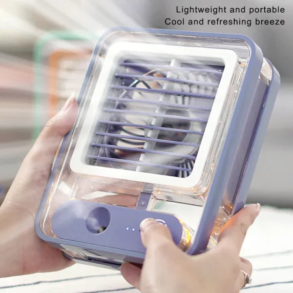 Portable Desktop Air Conditioner Usb Mini Air Cooler Fan Water Cooling Fan With 3 Speed Spray Humidifier Purifier- Rechargeable