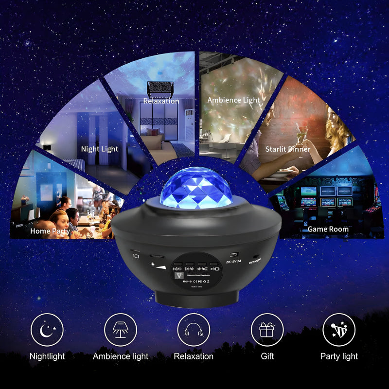 LED Galaxy Projector Light With Bluetooth Speaker