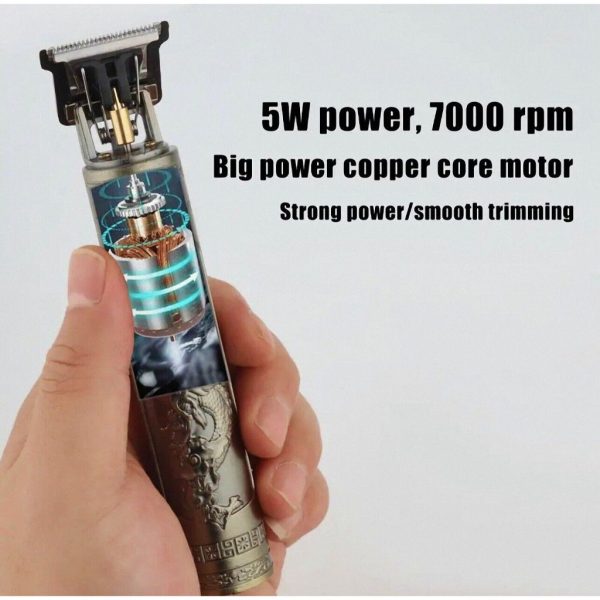 Vintage T9 Hair Trimmer Cordless Professional Hair Clippers Electric Trimmers For Men (copper)