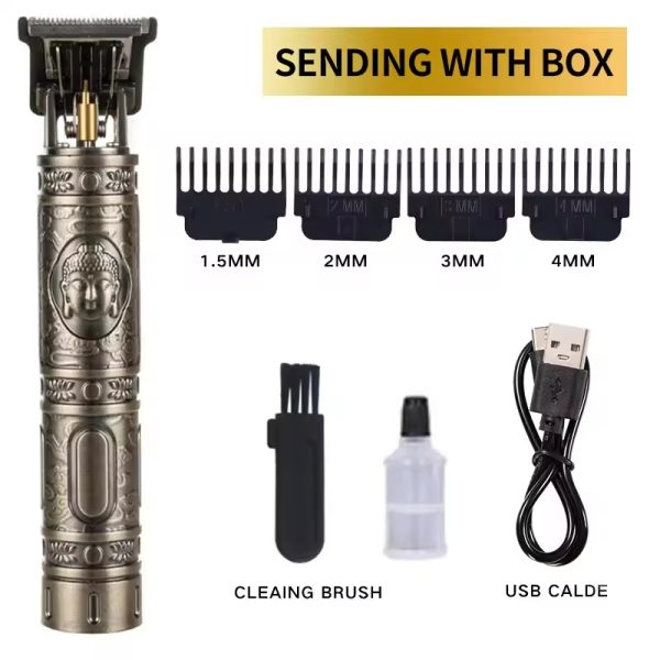 Vintage T9 Hair Trimmer Cordless Professional Hair Clippers Electric Trimmers For Men (copper)