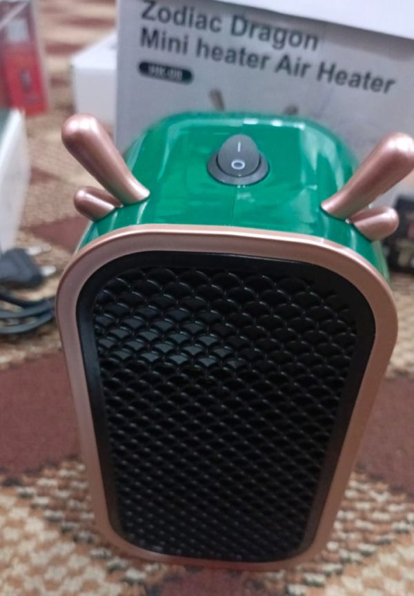 Zodiac Dragon Mini Portable Electric Desk Air Heater For Room, Small Tabletop Fan – 800w