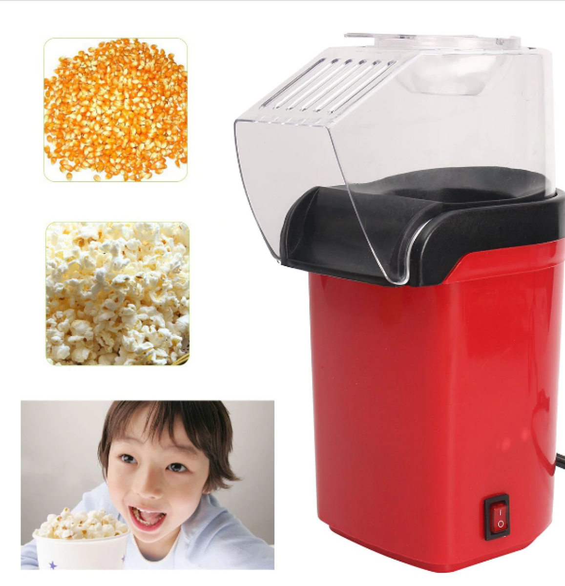 Oil Free Popcorn Maker Machine with Measuring Cup
