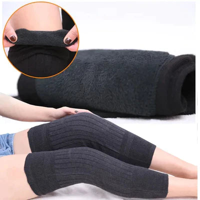 (Pair) Unisex Cashmere Wool Knee Warmers – Winter Thermal Velvet Knee Pads for Men & Women | Soft Brace Support Protector