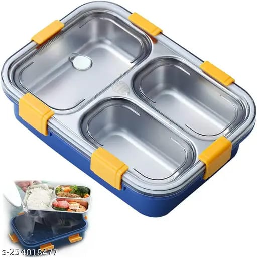 Stainless Steel Lunch Box Premium With Removable Inner Plate | Reusable, Leakproof, Microwave Freezer Safe
