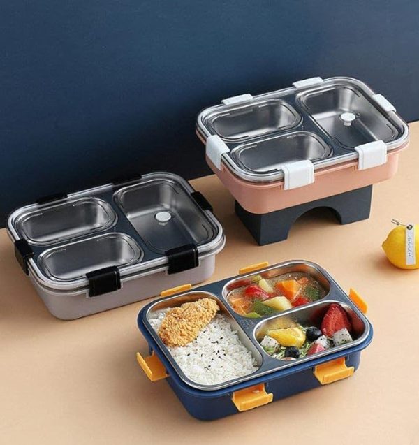 Stainless Steel Lunch Box Premium With Removable Inner Plate | Reusable, Leakproof, Microwave Freezer Safe